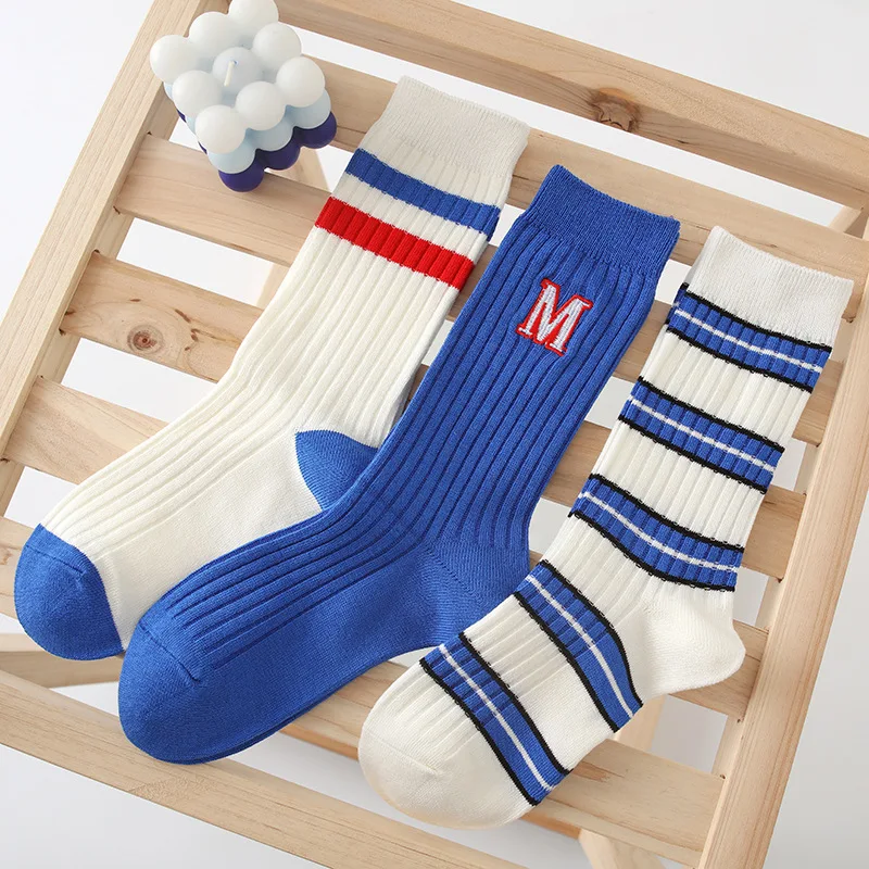 

Socks Men's and Women's Stockings Design Sense Turquoise Striped Basketball Sports Couple Socks Funny Socks Kawaii Socks