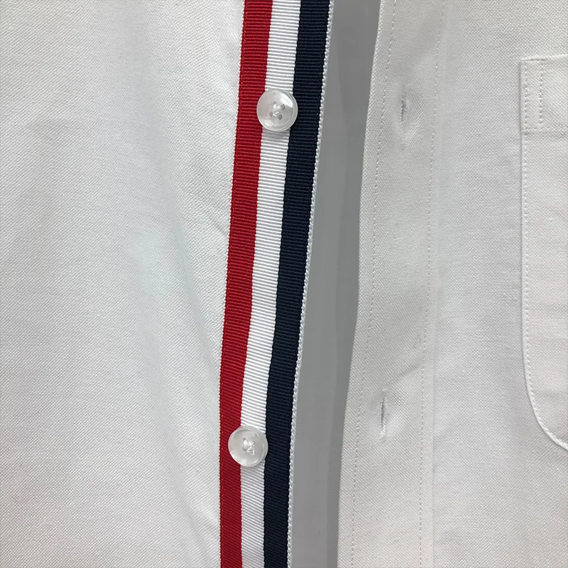 TB THOM Men's Shirt Spring New Fashion Korean Design Blouses Custom Button Stripes Oxford Cotton Business Women Shirts