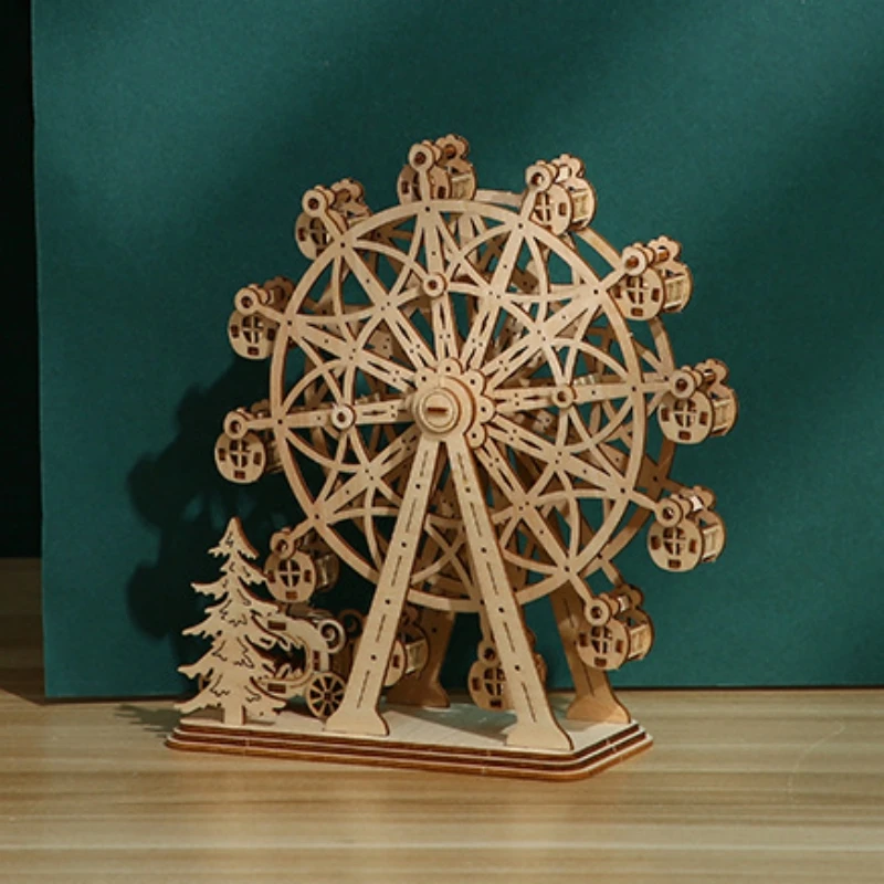 

Модель колеса обозрения, Набор пазлов, 3D деревянная сборная игрушка ручной работы для взрослых, украшение для дома, искусственная головоломка