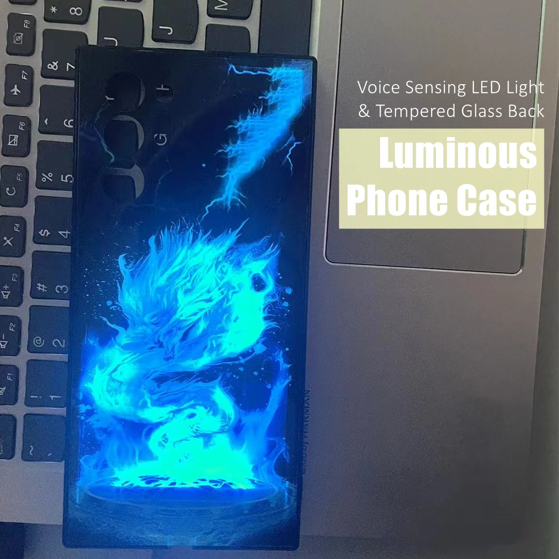 

Roar Dragon Colorful LED Light Glow Luminous Tempered Glass Phone Case for Huawei P40 P50 P60 Mate 30 40 50 Nova 8 9 10 Pro Plus