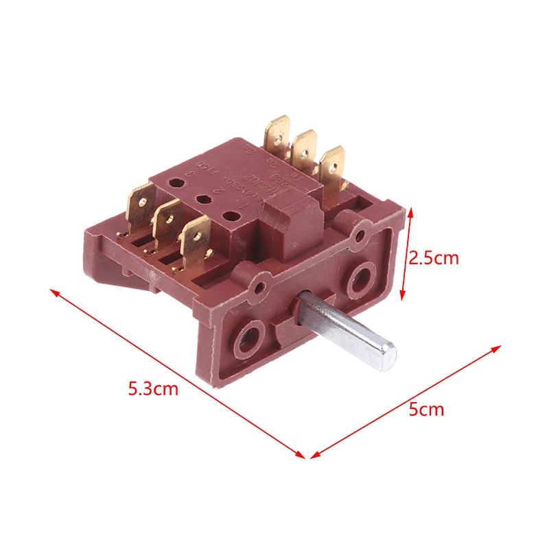 

16A T150 Переключатель духовки переменного тока, 4-позиционный переключатель электрического нагревателя, 6-контактная ручка, поворотный переключатель духовки, переключатель контроля температуры