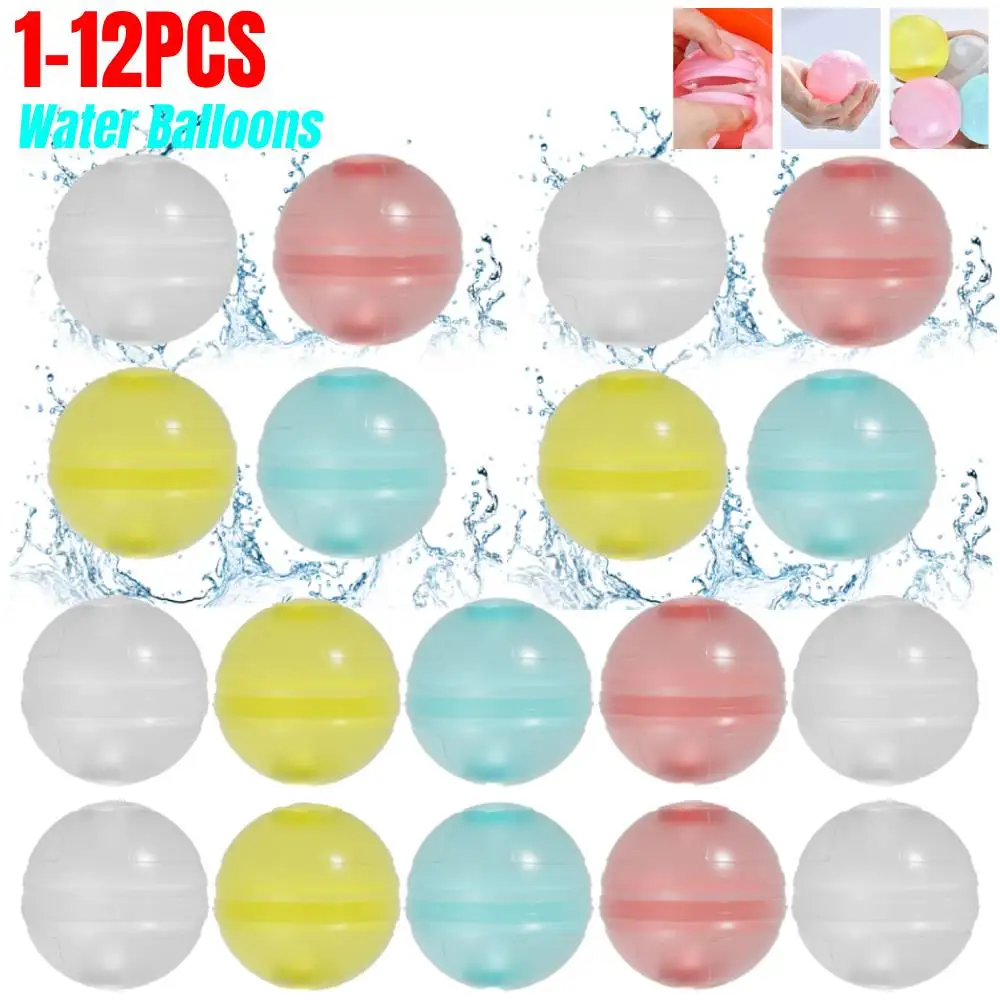 

1-12PCS Reusable Water Balloons Self Sealing Water Balloons Refillable Summer Splash Fun Party Games for Swimming Pool Outdoor