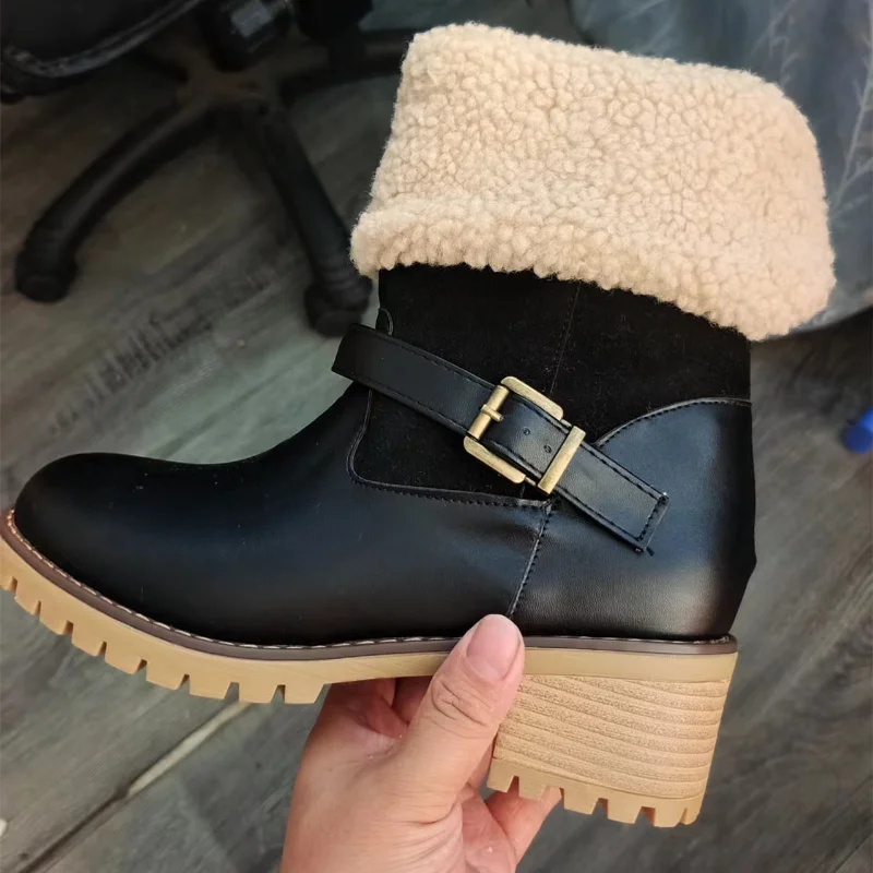 

Женские Универсальные ботинки, теплые зимние ботинки на толстой подошве, на высоком каблуке, 2022