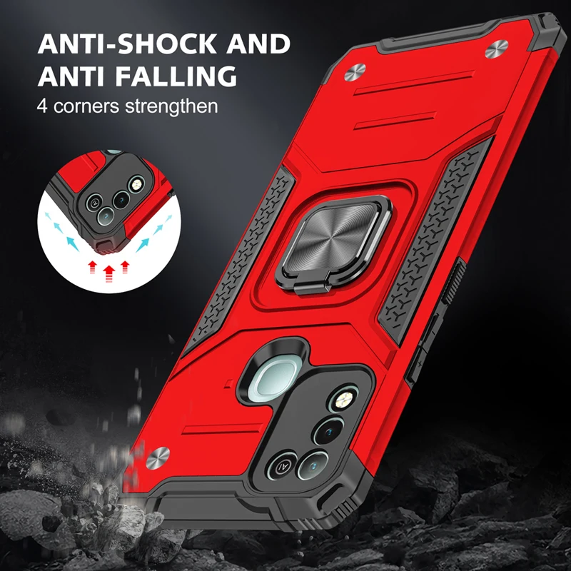 shockproof phone case for infinix smart 4 note 7 lite zero 8 magnetic armor ring protection cover for infinix hot 9 10 play free global shipping
