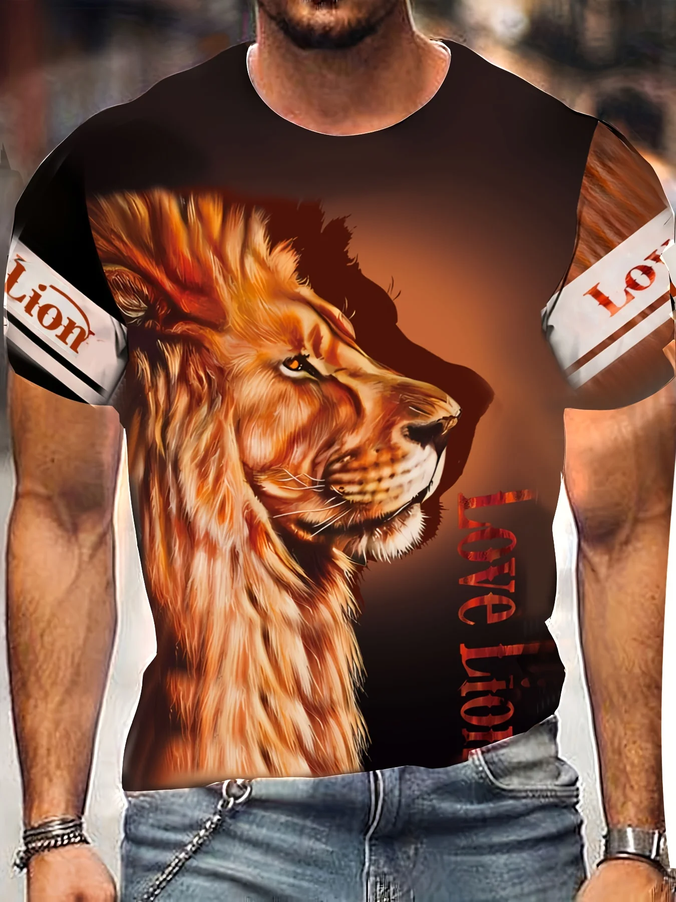 

Футболка мужская с 3D-принтом волка и птица, с круглым вырезом