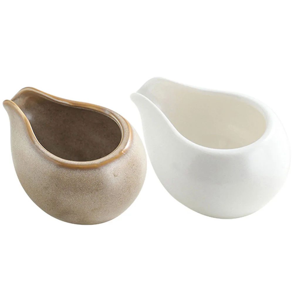 

2 Pcs Ceramic Milk Cup Sauce Containers Pitcher Creamers Small Mini Containers Sauce Gravy Boat Ceramics Honey