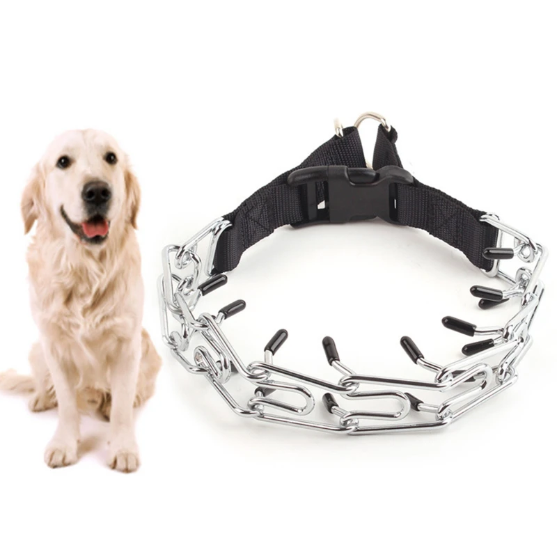 

Dog Prong Collar Pinch Training Adjustable Size Pet Choker Durable Quick Release Outdoor Walking Harness With Snap Buckle Iron