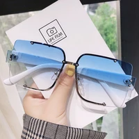 new style blue womens frameless sunglasses sun visors korean version trendy sunglasses womens sunglasses