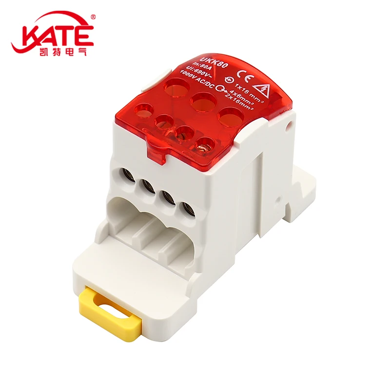 

UKK80A 690V DIN Rail Terminal Block Split Junction Box One In Many Out Distribution Box High Current Electrical Wire Connector