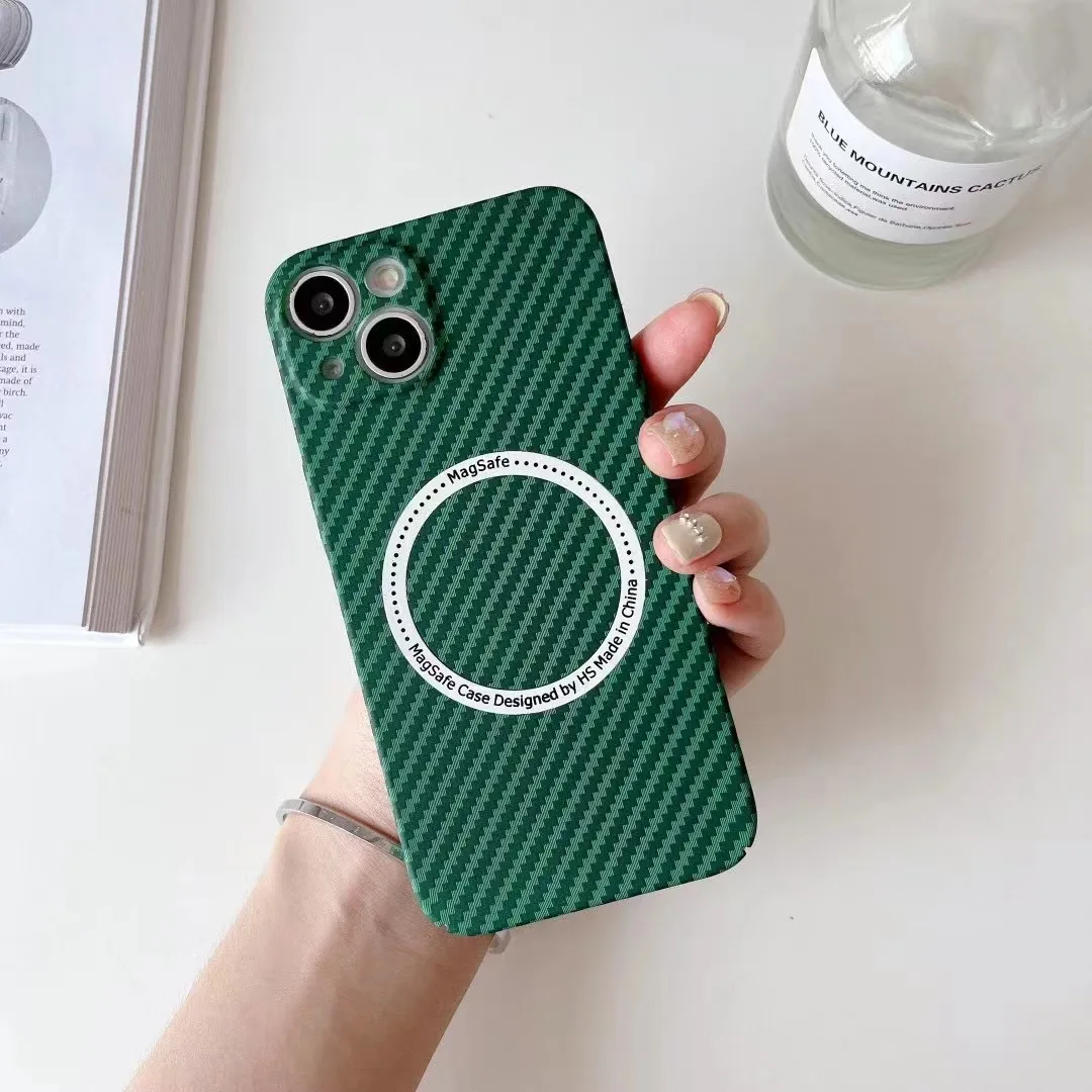 

Carbon Fiber Simple Fashion Pattern Magnetic Phone Case For iphone 14 13 12 Pro Max Full Series Fall Protection Case
