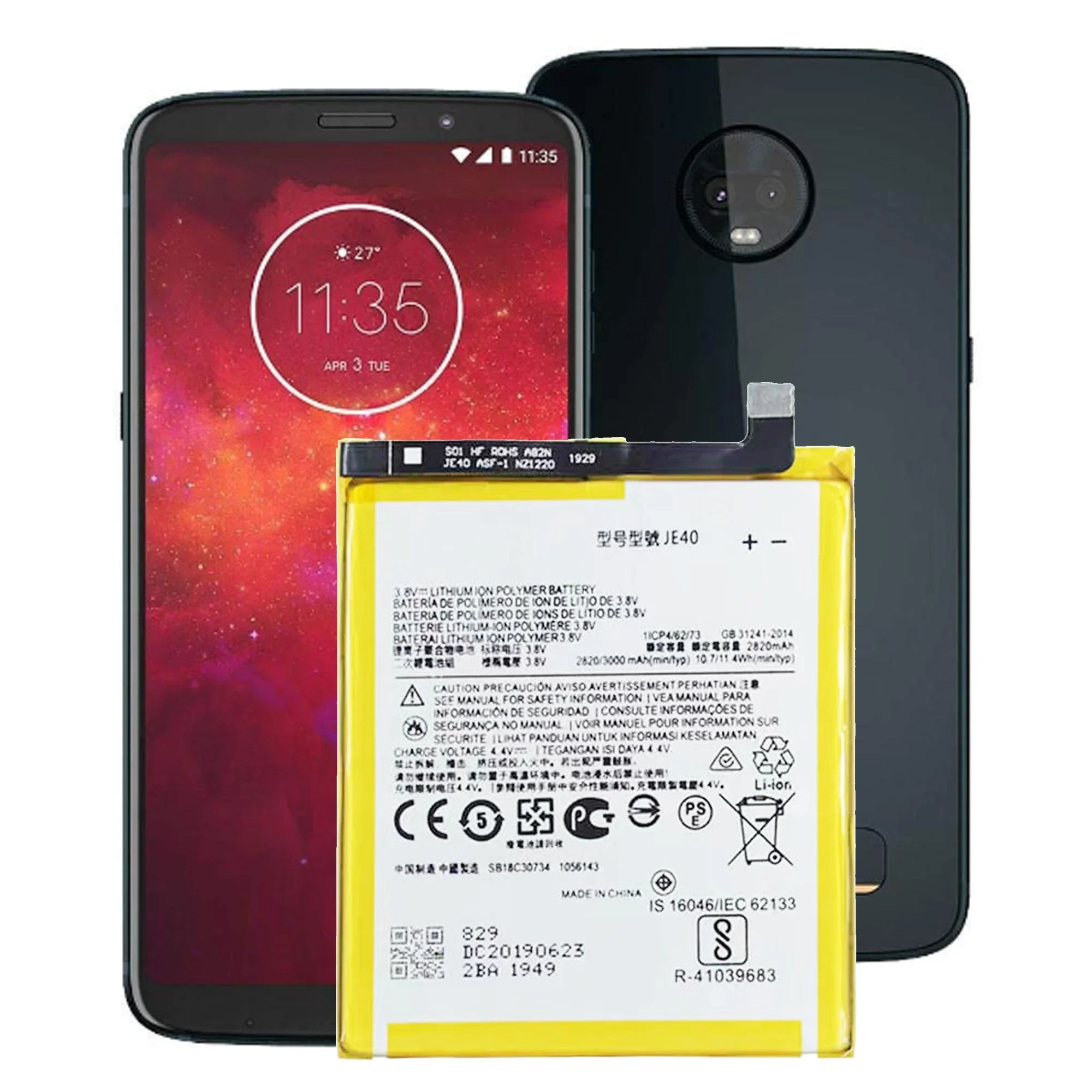 Фото Аккумулятор JE40 JE40 для Motorola One Moto Z3 Moto G7 Play XT1941 XT1952-1 XT1952-2 XT, аккумулятор оригинальной емкости для мобильного телефона №5