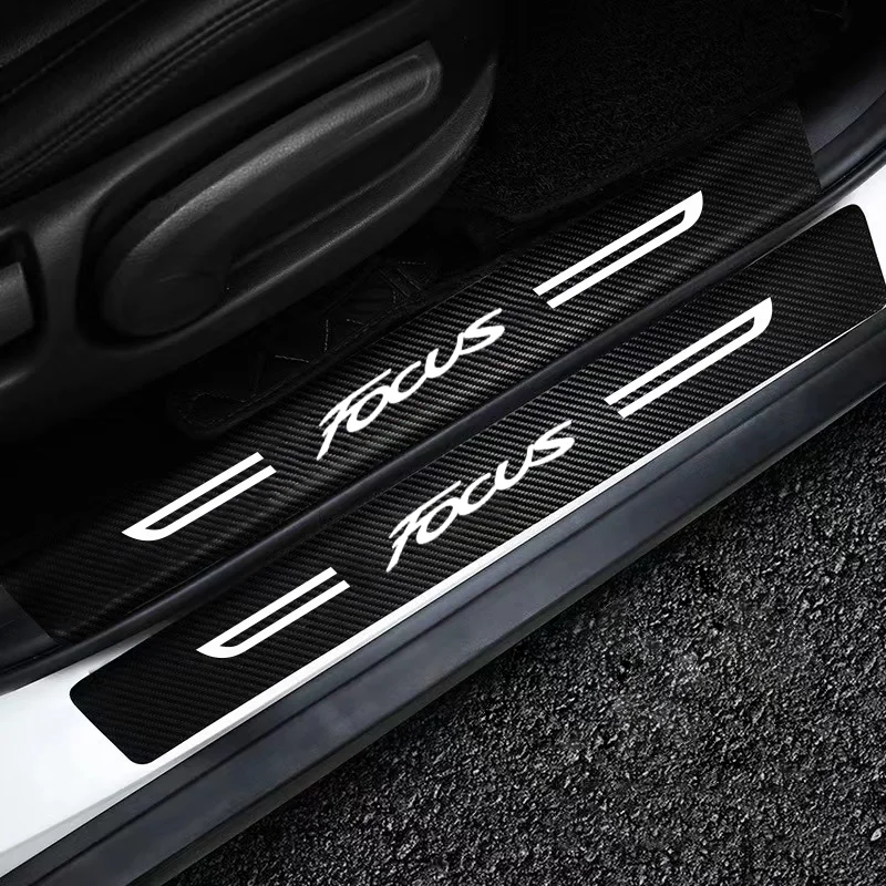 

4Pcs Car Door Threshold Sill Plate Sticker Decal Parts For Ford Focus 1 2 3 4 MK1 MK2 MK3 MK4 Carbon Leather Fiber Sticker