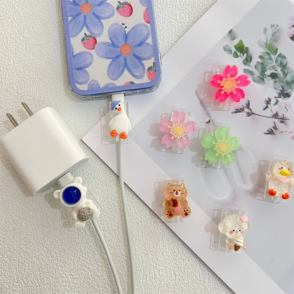 

Cartoon Protective Sleeve Bite Organizer Durable Data Line Cord Case Cute Donut Data Cable Protective Cable Cover