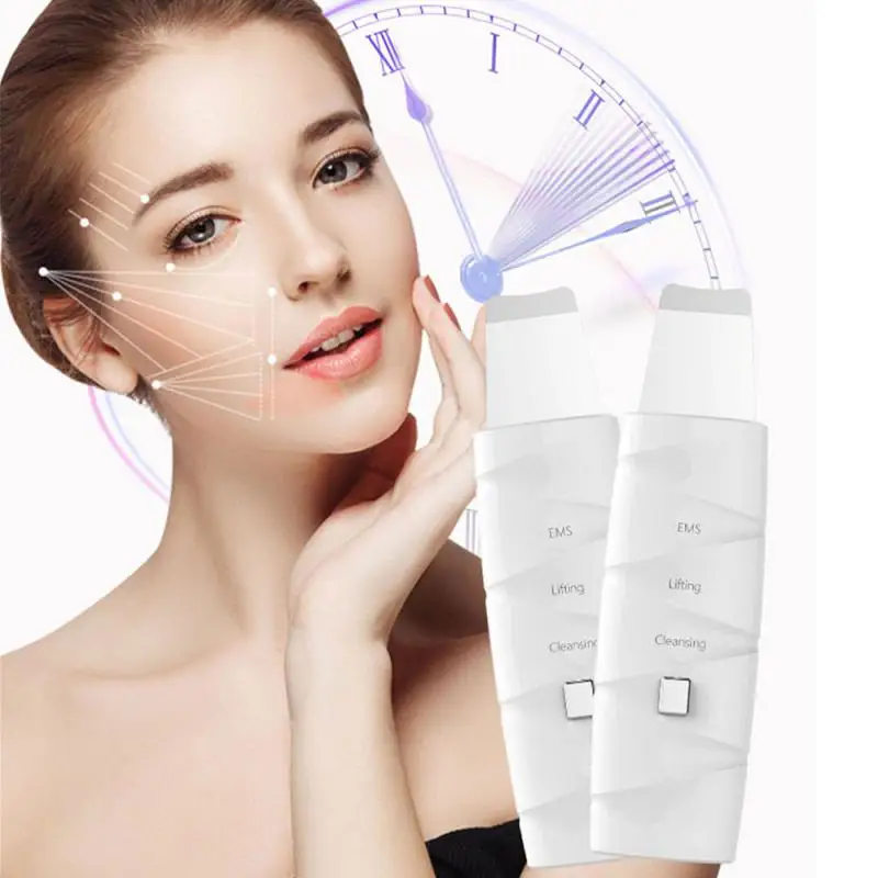 

Ultrasonic Facial Skin Scrubber Cleaner Ion Acne Blackhead Remover Peeling Shovel Cleaner Facial Massager Skin Care Lift Machine