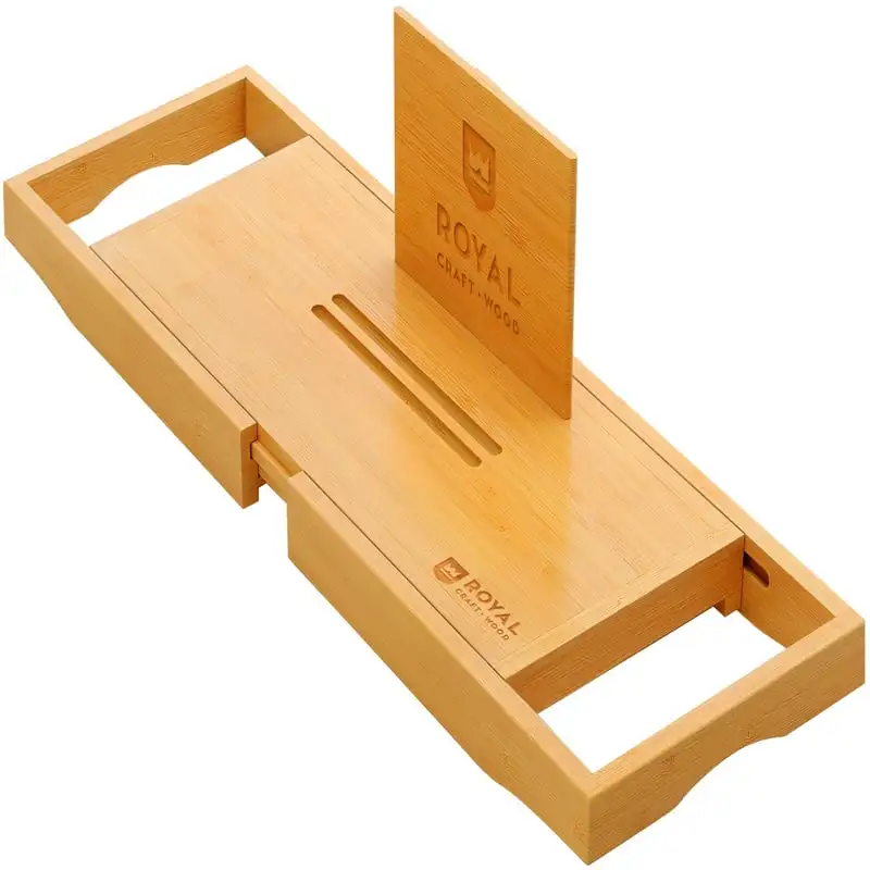 

Bamboo Bathtub Caddy/Bath Serving Tray for 2, Luxury Bathtub Accessories Set