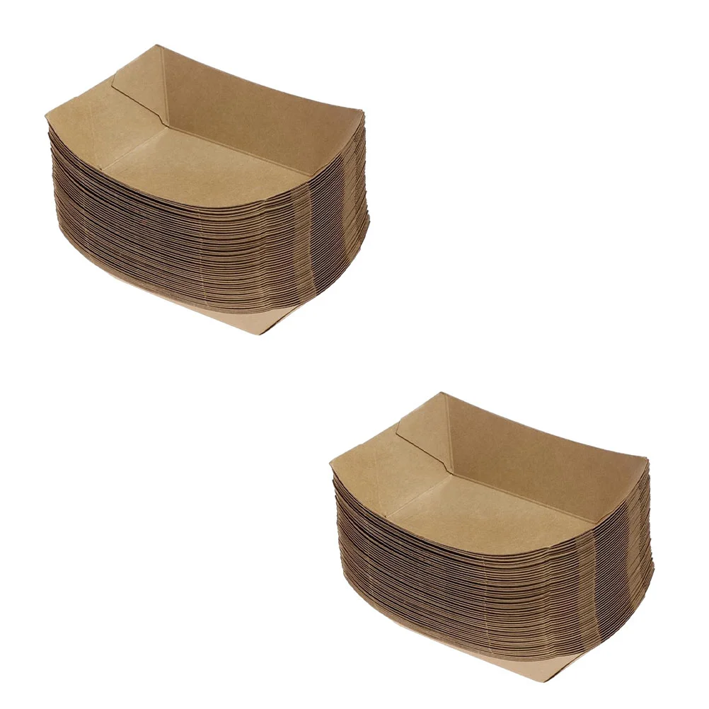 

50 Pcs Kraft Paper Snack Plates Festival Food Holding Tray Disposable Trays Fried Party Supplies Containers Carton Dessert