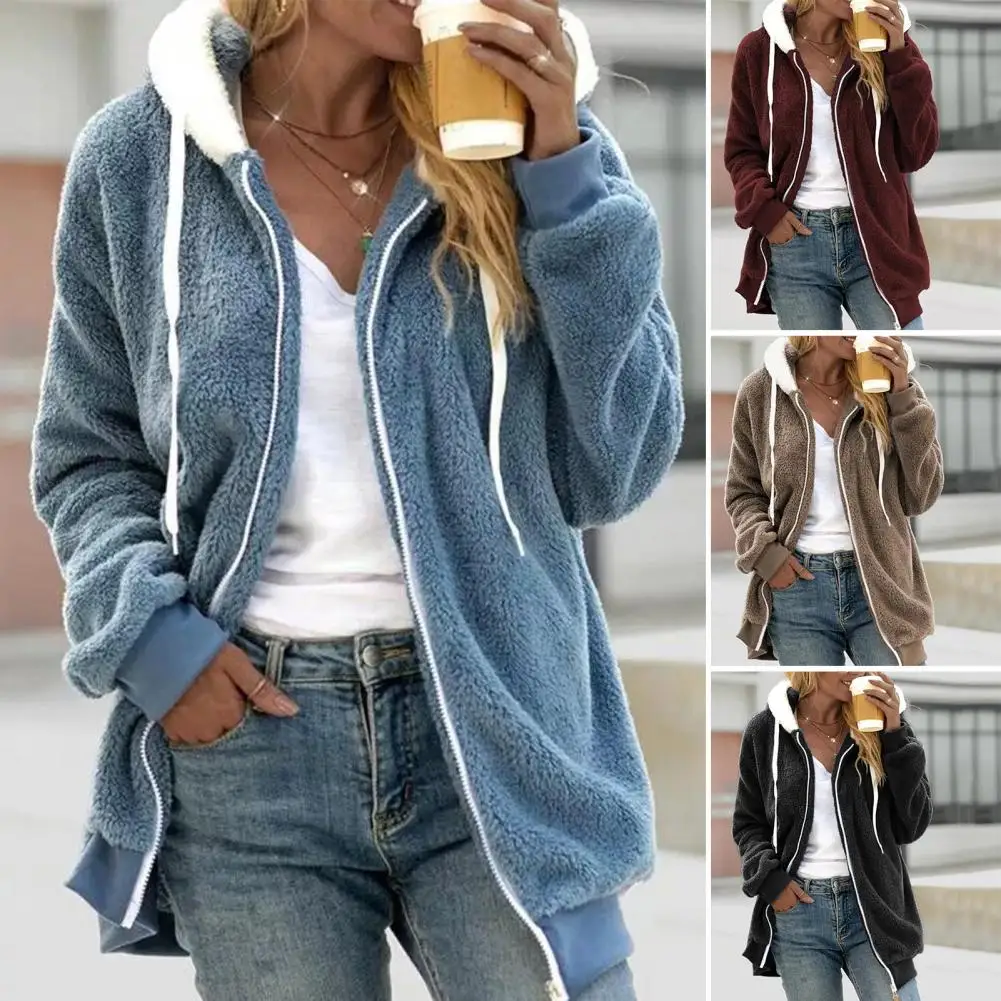 

Loose Trendy Thermal Wear-resistant Winter Coat Casual Autumn Coat Contrast Color for Daily Wear