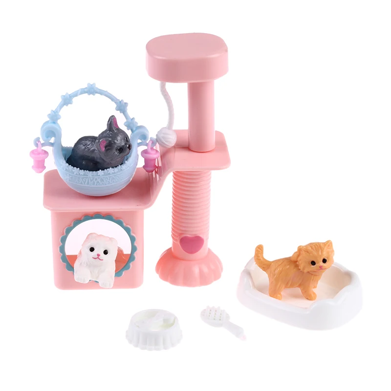 

1Set Dollhouse Cute Pet Cat Climbing Frame Cattery Kids Play House Toy Dollhouse Furniture Miniature Pet House DIY Birthday Gift