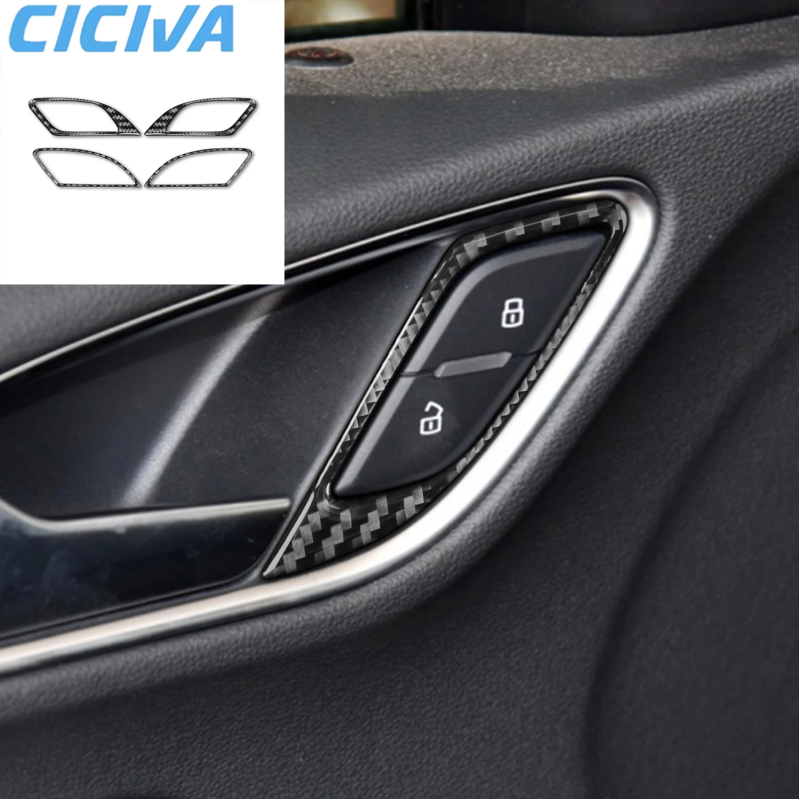 Для Audi Q3 2015 2016 2017 2018 дверная ручка из углеродного волокна дверной замок дверные