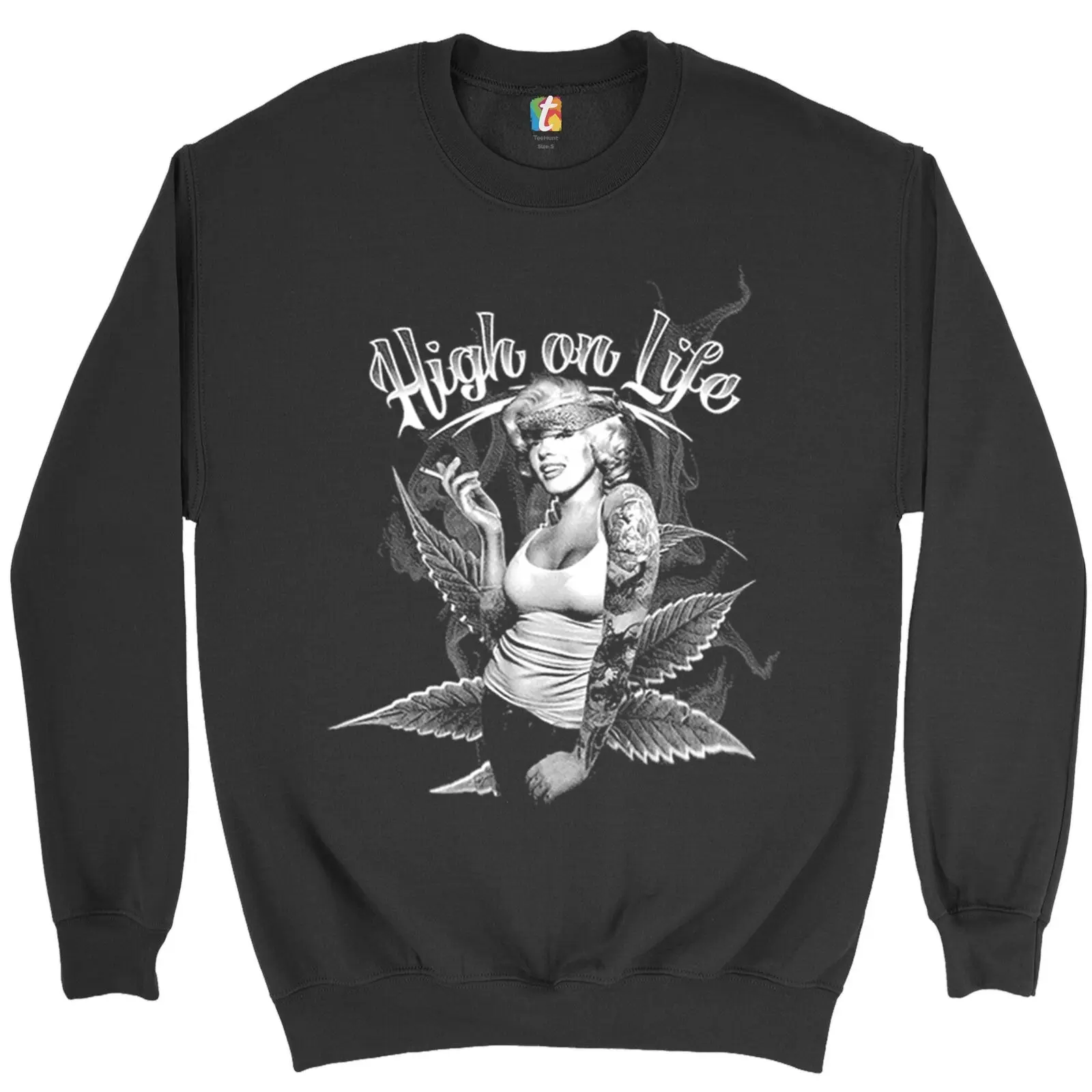 

High on Life Marilyn Monroe Marijuana Weed Pot Cannabis Unisex Sweatshirts 100% Cotton Casual Mens Clothing Fashion Streetwear