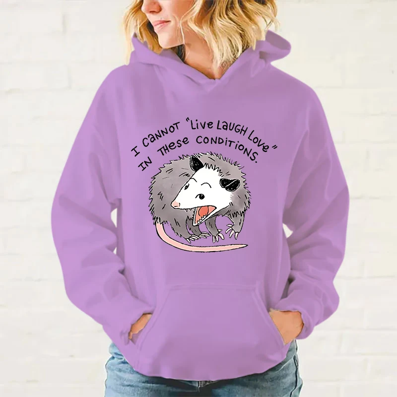 Худи с принтом Opossum для женщин и мужчин Модный пуловер на осень зиму креативные