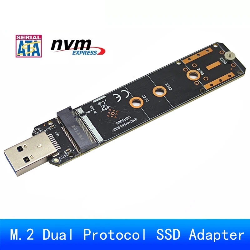 

Адаптер M.2 на USB 3,0, двойной протокол раннего M.2 NVME PCIe NGFF SATA M2 SSD для 2230 2242 2260 2280 NVME/SATA M.2 SSD RTL9210B