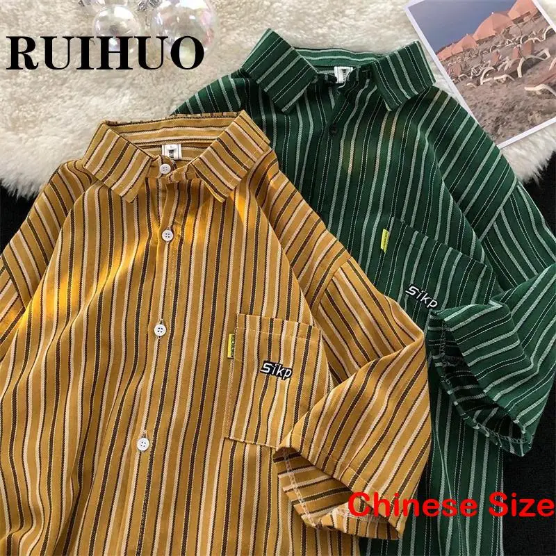 

Рубашка-Блуза Мужская в полоску, летняя одежда, 2XL, 2023