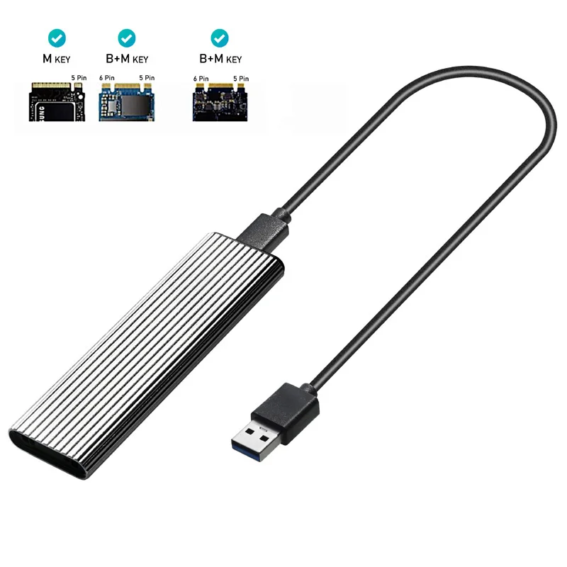 Чехол для M2 SSD футляр NVME M.2 на USB адаптер PCIE NGFF SATA M/B + M Key 2230/2242/2260/2280 двойной протокол