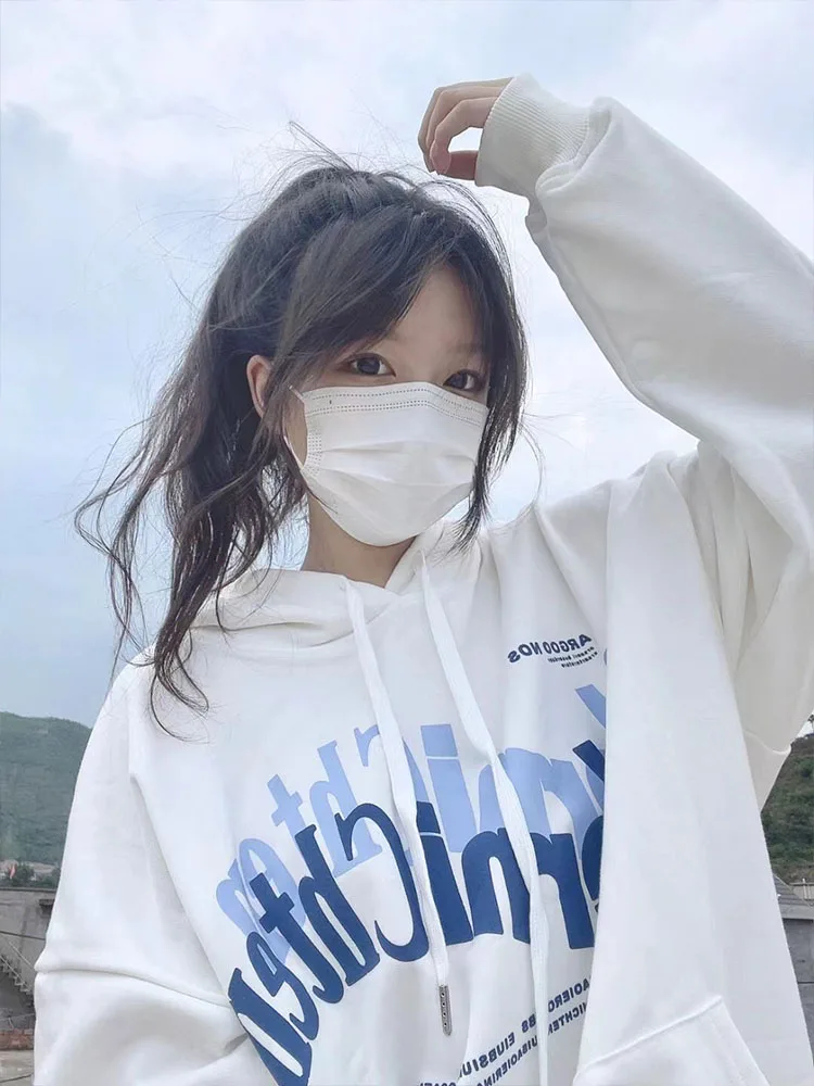 

Женские толстовки в японском стиле Harajuku Ulzzang Lazy Ins свободная толстовка с буквенным принтом Женская Корейская Милая одежда для женщин