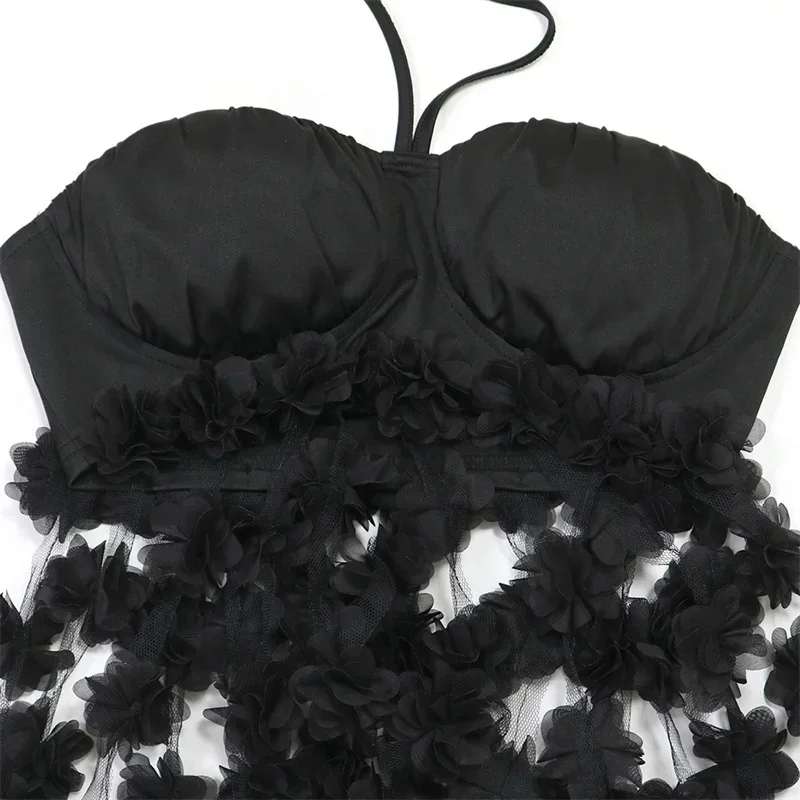 Сексуальный женский комплект из двух предметов Топ без бретелек с цветочной