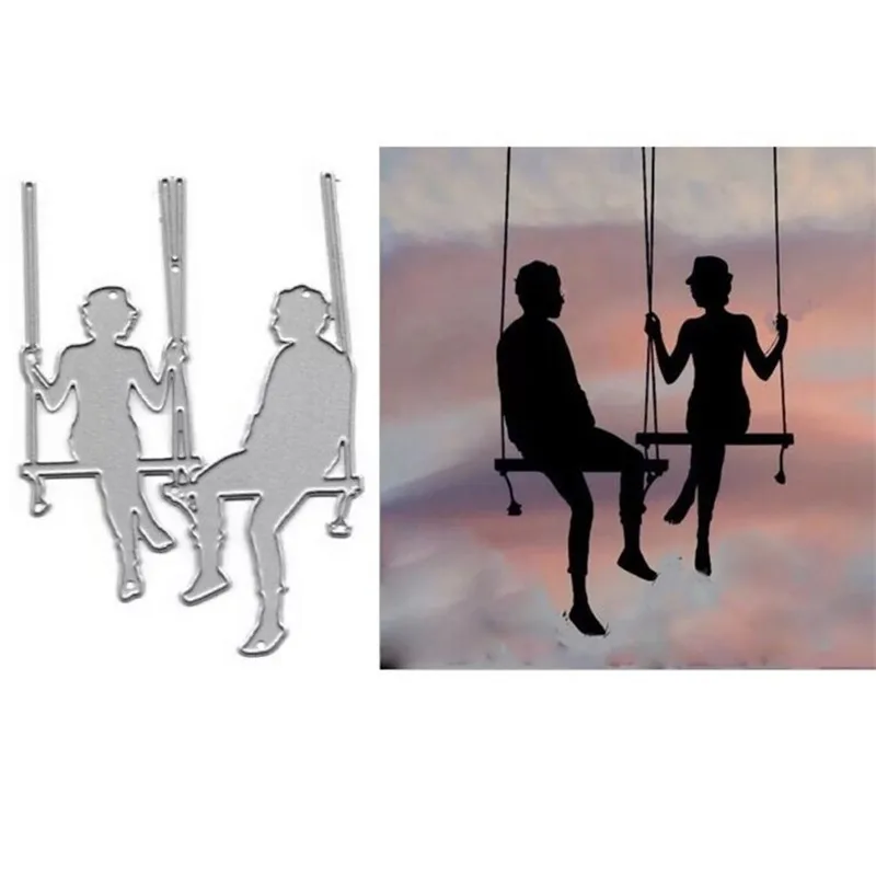 

To Swing Boy Girl Metal Cut Dies Stencils for Scrapbooking Stamp/Photo Album Decorative Embossing DIY Paper Cards