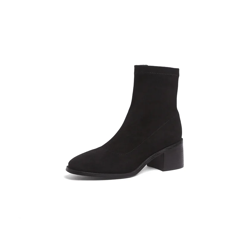 2023 Women Ankle Fashion Boots Office Ladies Slim Leg Concise Mature Thick Heels Shoes Autumn Winter Female Boots