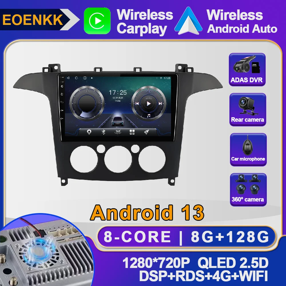 

Android 13 для Ford S-Max S Max 2007 - 2008 Автомобильная Радио-навигация GPS Беспроводная Carplay Авто WIFI AHD SWC No 2din RDS мультимедиа