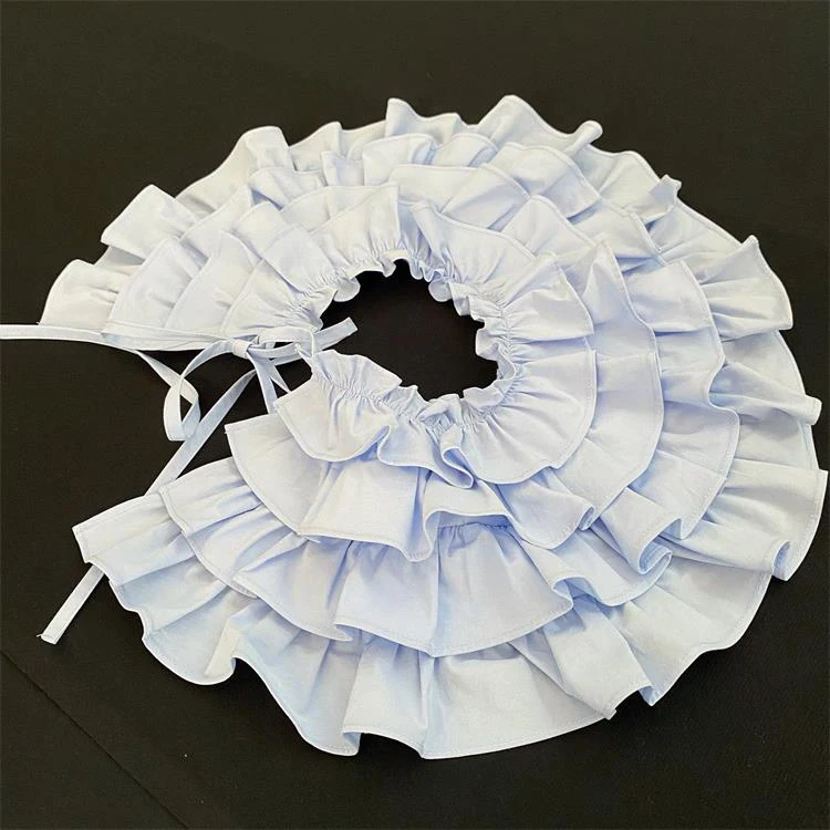 Хлопковая рубашка в японском стиле со съемными оборками воротником на шнуровке и