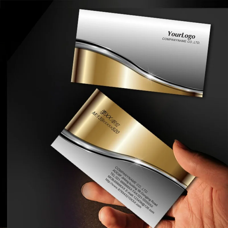 

Business Card Making Printing Flash Gold Design Brushed Metal Gold Silver Imitation Bump Card Printing
