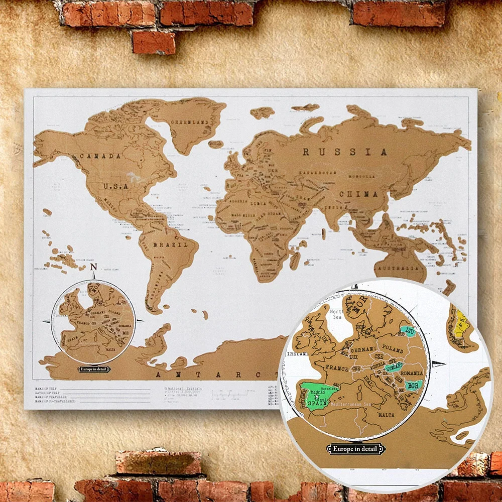 

Map Scratch Erase Card Travel Map Large Personalized Travelogu Decoration Wall Stickers Tourist Journal Stationery Supplies Gift