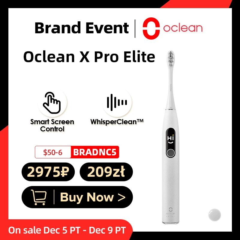 [$50-6 code: BRADNC5] Oclean X Pro Elite חכם סוניק חשמלי מברשת שיניים אולטרסאונד שיניים הלבנת שיניים שן מברשת קולי מלבין מברשת שיניים