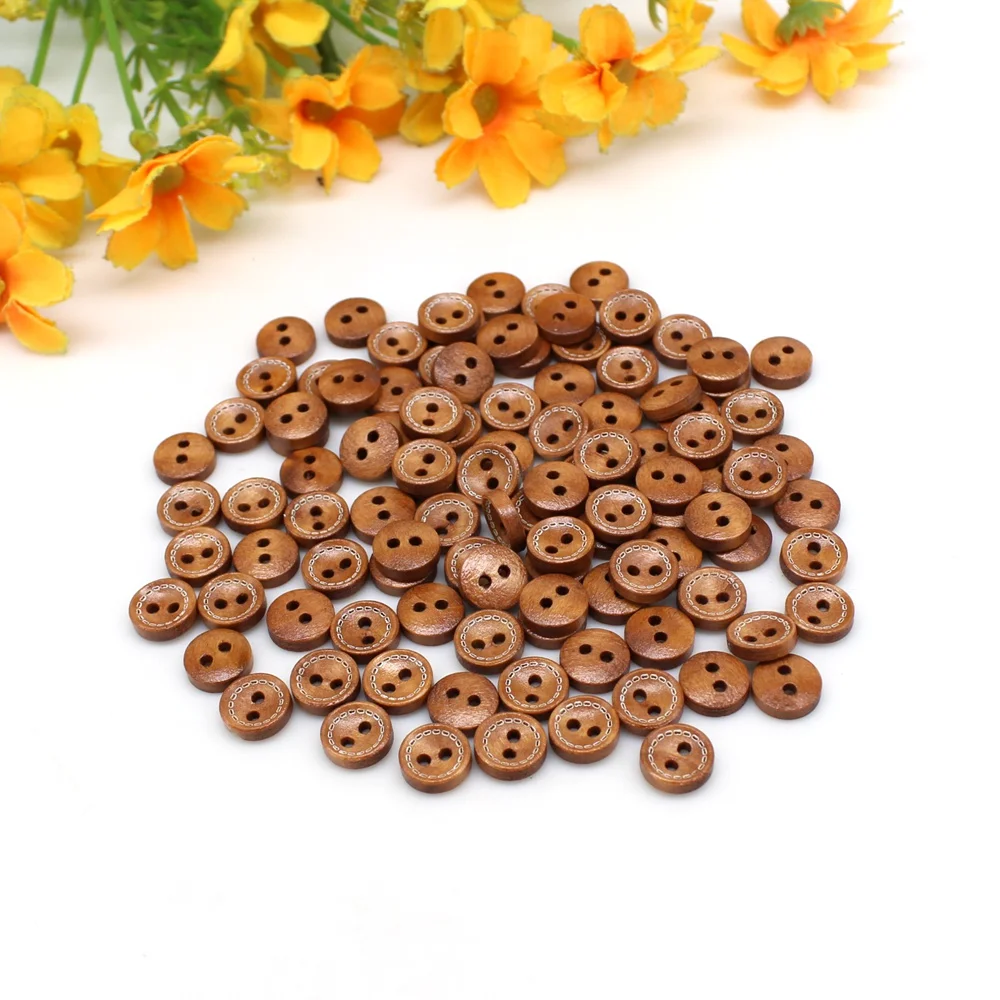 Деревянные пуговицы в стиле ретро 10 мм 100-200 шт