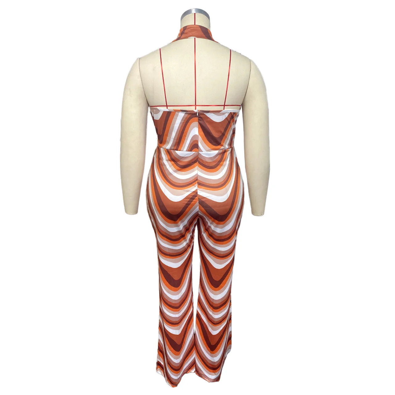 Plus Size Women's New 22 Autumn Positioning Flower Ripple Hoop Sexy Bodysuit Temperament Commuter Tie Dye  Jumpsuits