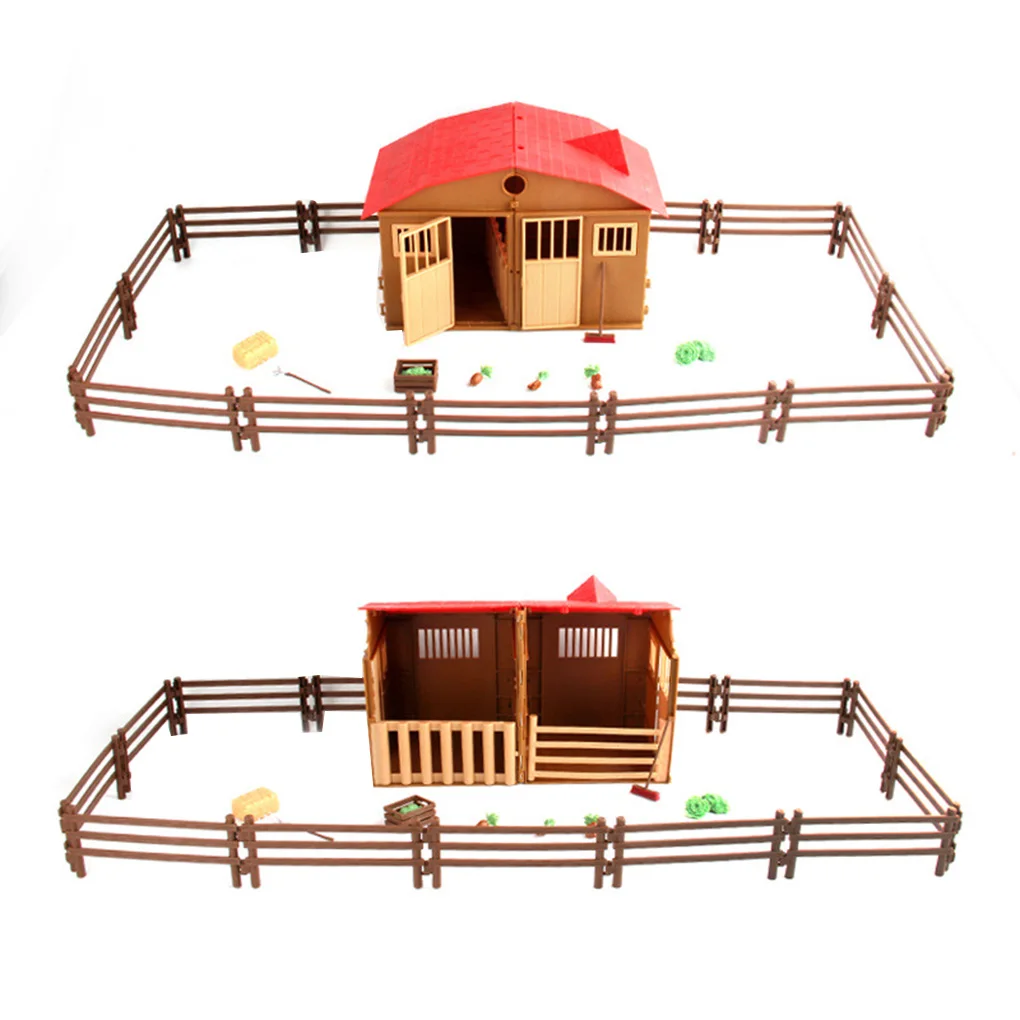 

25pcs Farm Cabin Scene Model Folding Barn Playset Gates Fences House Fake Props Kids Learning Toys