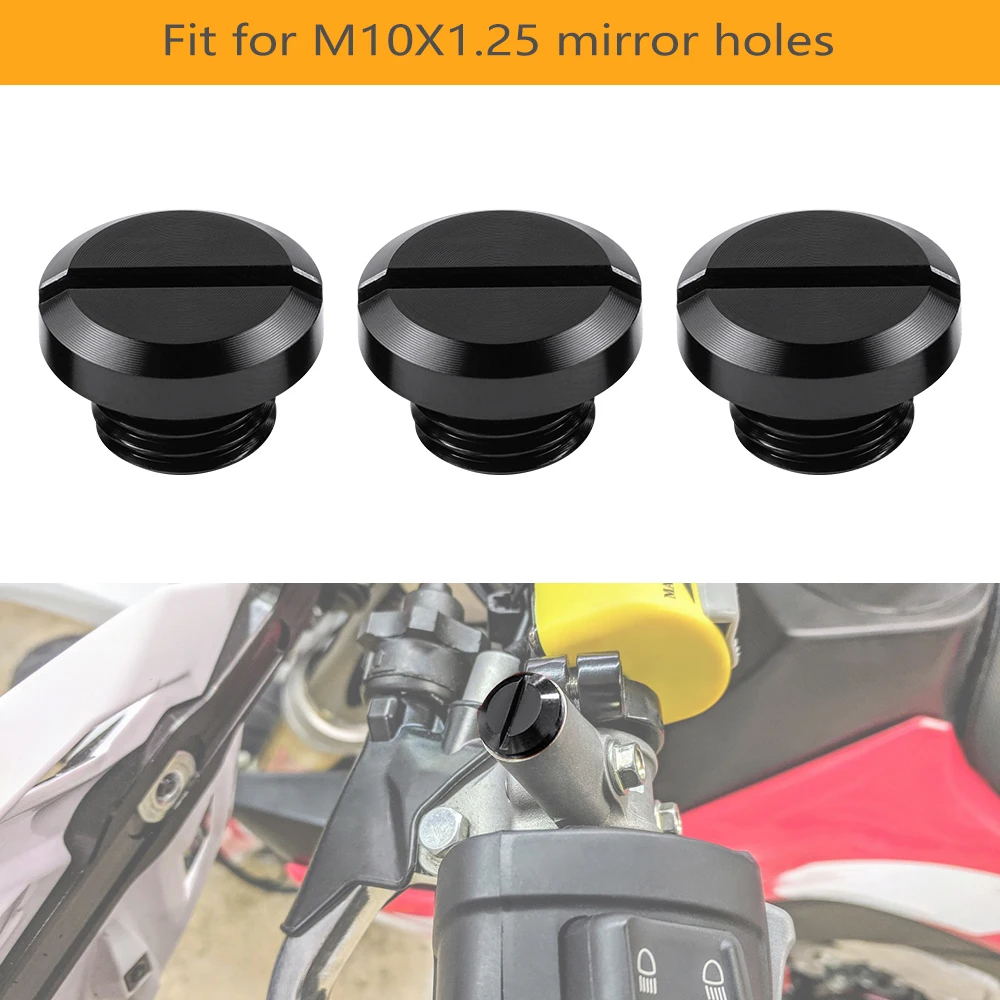 

Зеркальные заглушки с отверстиями 3x M10xP1.25 для Honda Yamaha Suzuki Kawasaki Ducati MT-07 MT-09 CRF250 KLX250 GSX-S750 Hypermotard 939