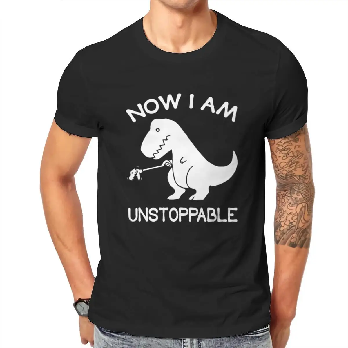 

Wholesale Now Im Unstoppable - Funny T-Rex Dinosaur Unisex Jersey T-Shirt Essentials Unisex KoreanStyle Male Clothing 104851