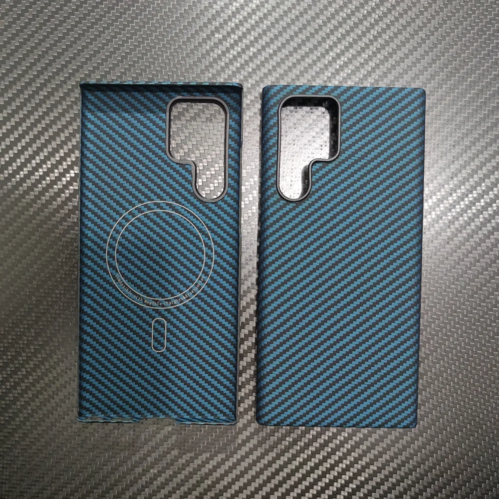 Najtaniej Etui Z Włókna Węglowego Do Samsung Galaxy S22 Ultra Do ładowarki Magsafe Etui Na Telefon Niebieskie Czarne Włókno Aramidowe Cienkie S22 Plus /S22 Okładka