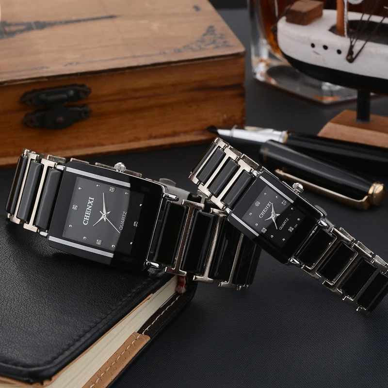 CHENXI Men Women Watches Square Ceramic Strap Fashion Casual Lover Watches Waterproof Quartz Wristwatch Couple Watch Gift 2022