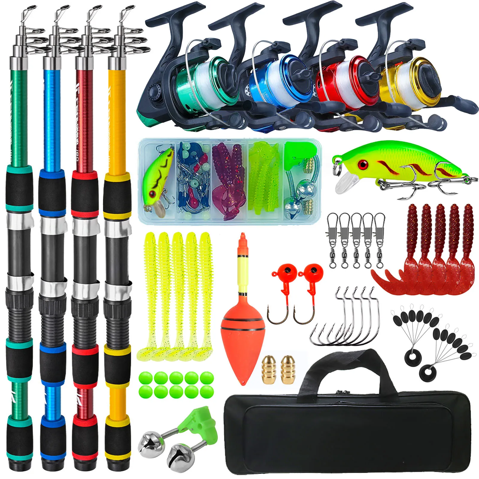 Fishing Rod Complete Set With Bag 1.8M/5.9FT Fishing Rod and 5.5:1 Gear Ratio Reel with Fishing Accessories For Kids Novice