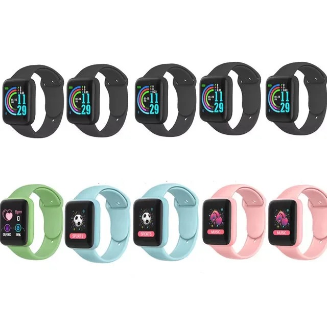 

10PC Wholesale Y68 Macaron SmartWatch D20 1.44 inch Put Photo Fitness Tracker Women Men Smart Watch D20 pro PK Y78 IWO 13