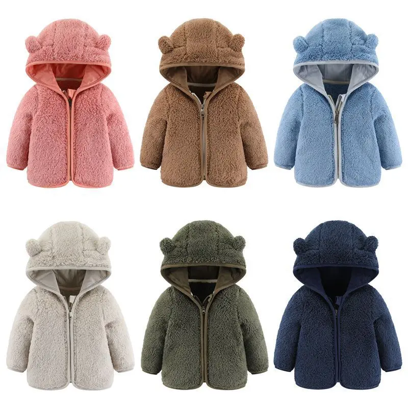 

Baby Boys Jacket Autumn Winter Girls Coat With Hat Fleece Cartoon Bear Kids Outerwear For Baby Clothes Children Hoodies Jacket