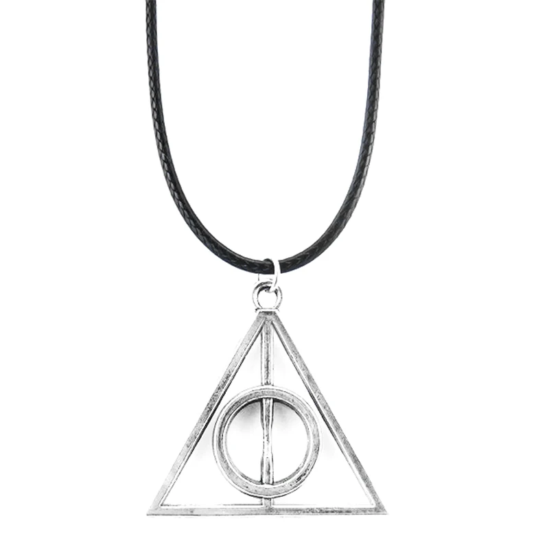Vintage Silver Color Deathly Hallows Cross Pendant Necklace For Men Retro Gold Color Triangle Choker Necklace Women Gift Jewelry images - 6