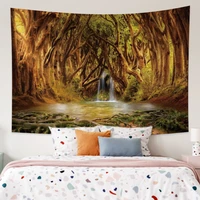 magical forest waterfall tapestry wall hanging picnic rug camping tent sleeping pad home living room decoration bedspread sheet