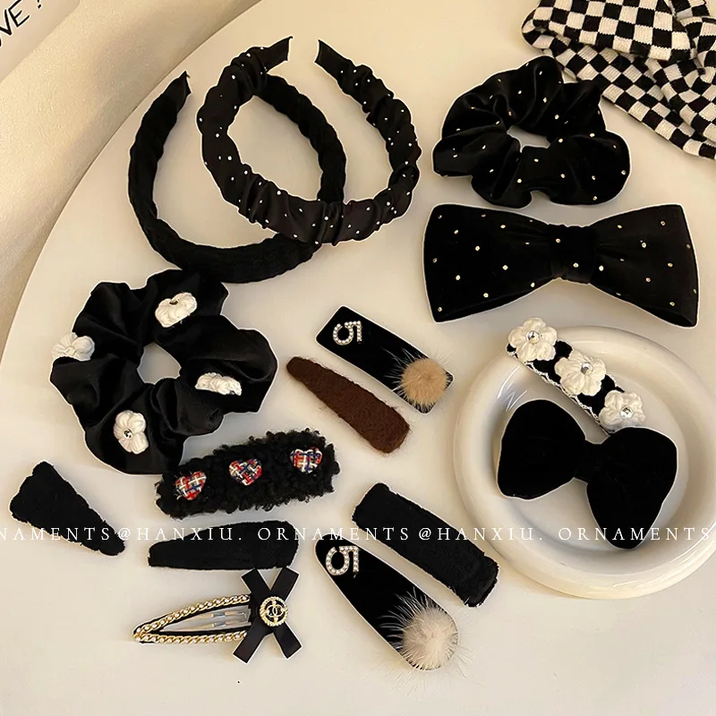 

Шпилька для волос в Корейском стиле, пушистый головной убор в стиле ретро, чёрный, с Красной сеткой, аксессуар для волос